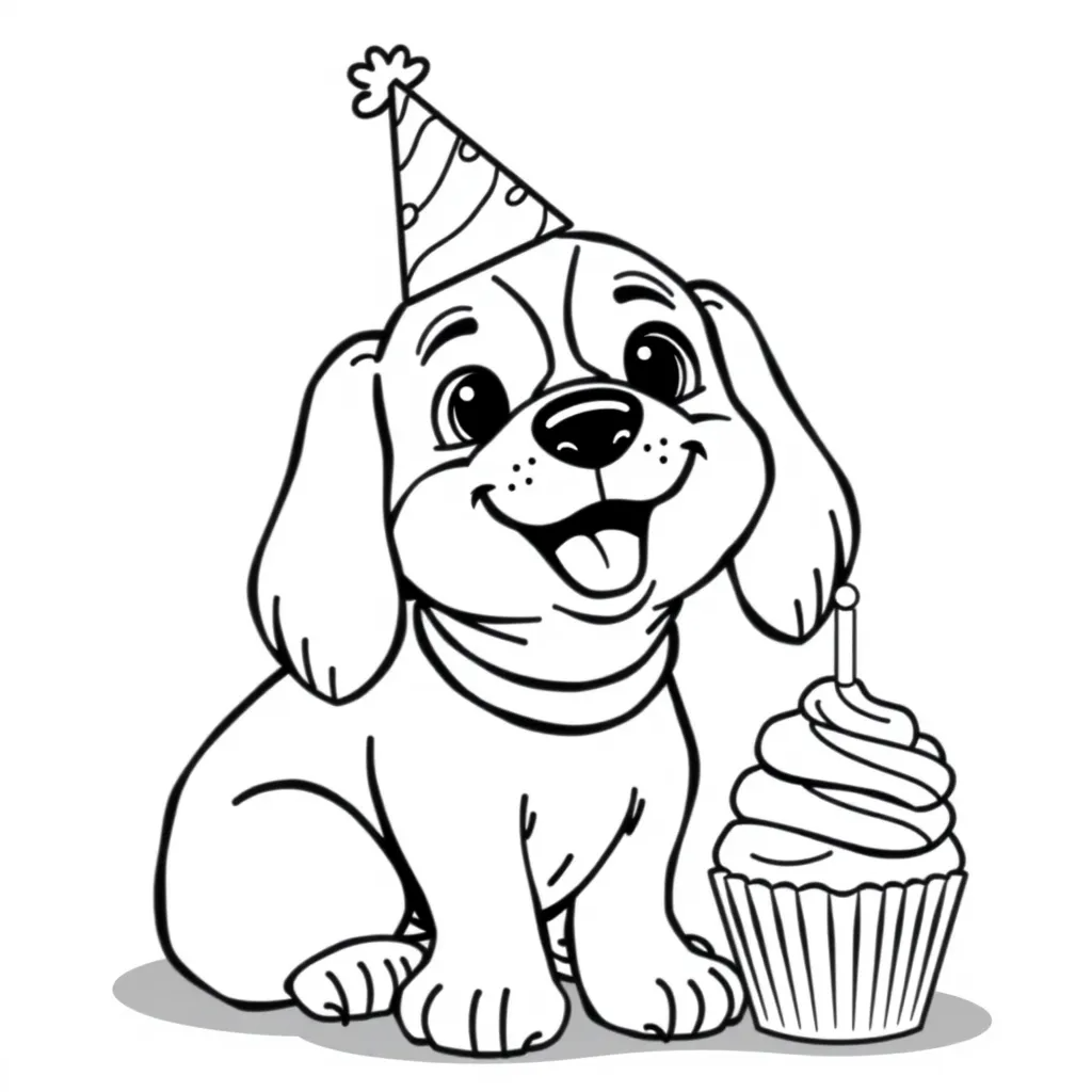 Dog Wearing a Party Hat