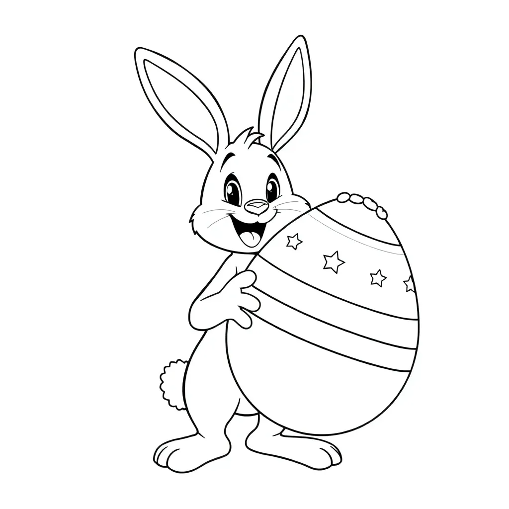 Happy Bunny Holding a Giant Easter Egg