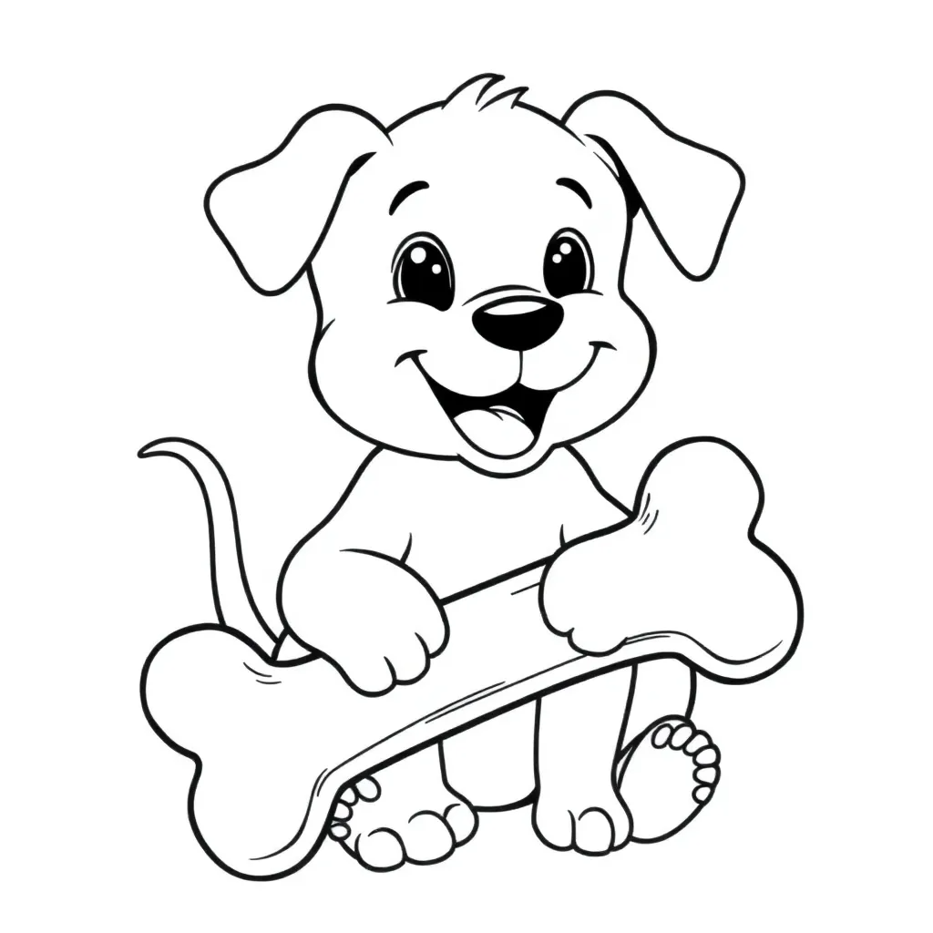 Happy Puppy with a Big Bone