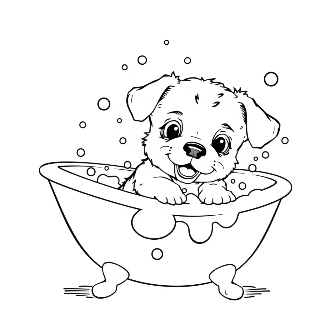 Puppy Taking a Bath