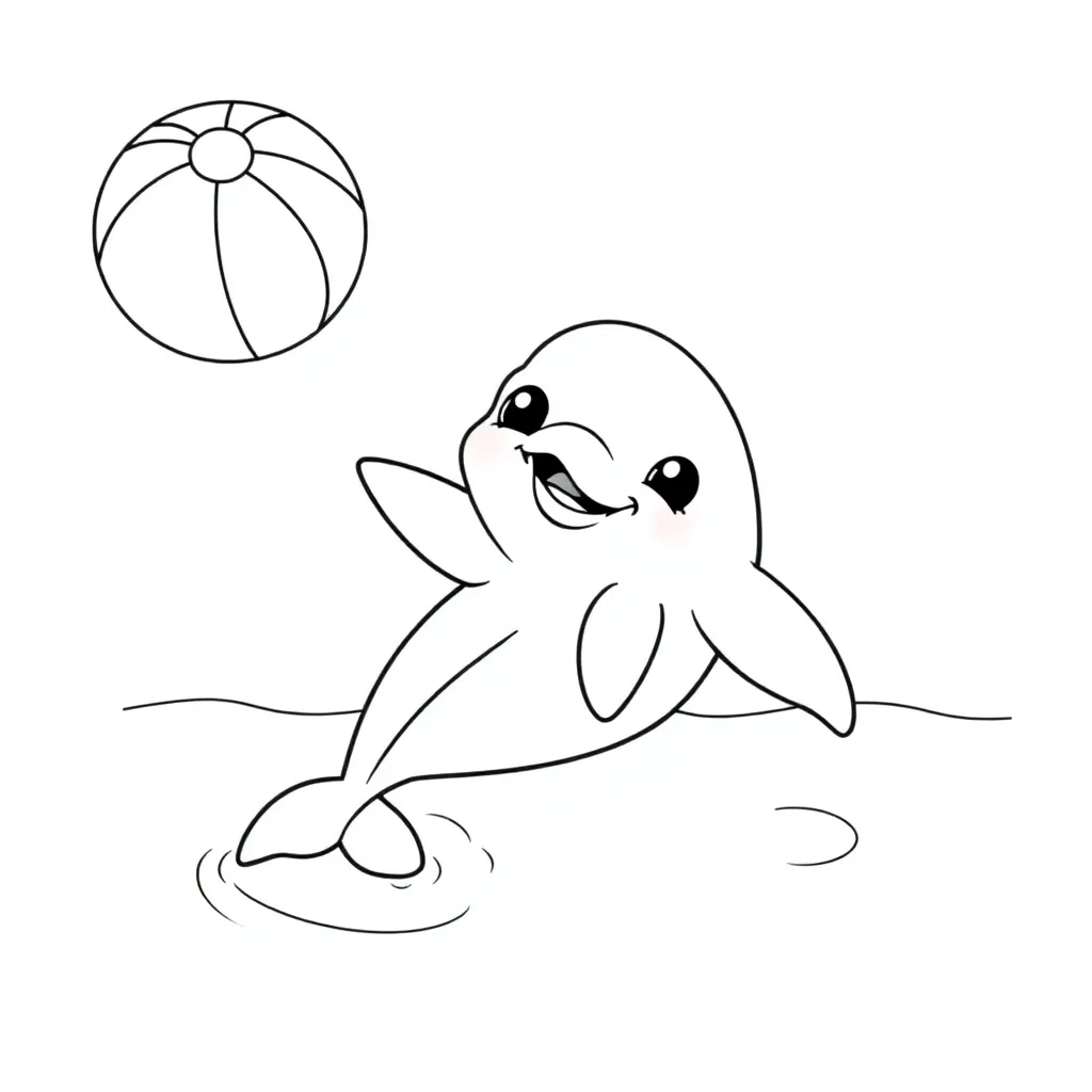Baby Dolphin Playing with a Beach Ball