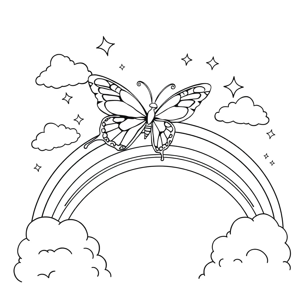 Butterfly Flying Over a Rainbow