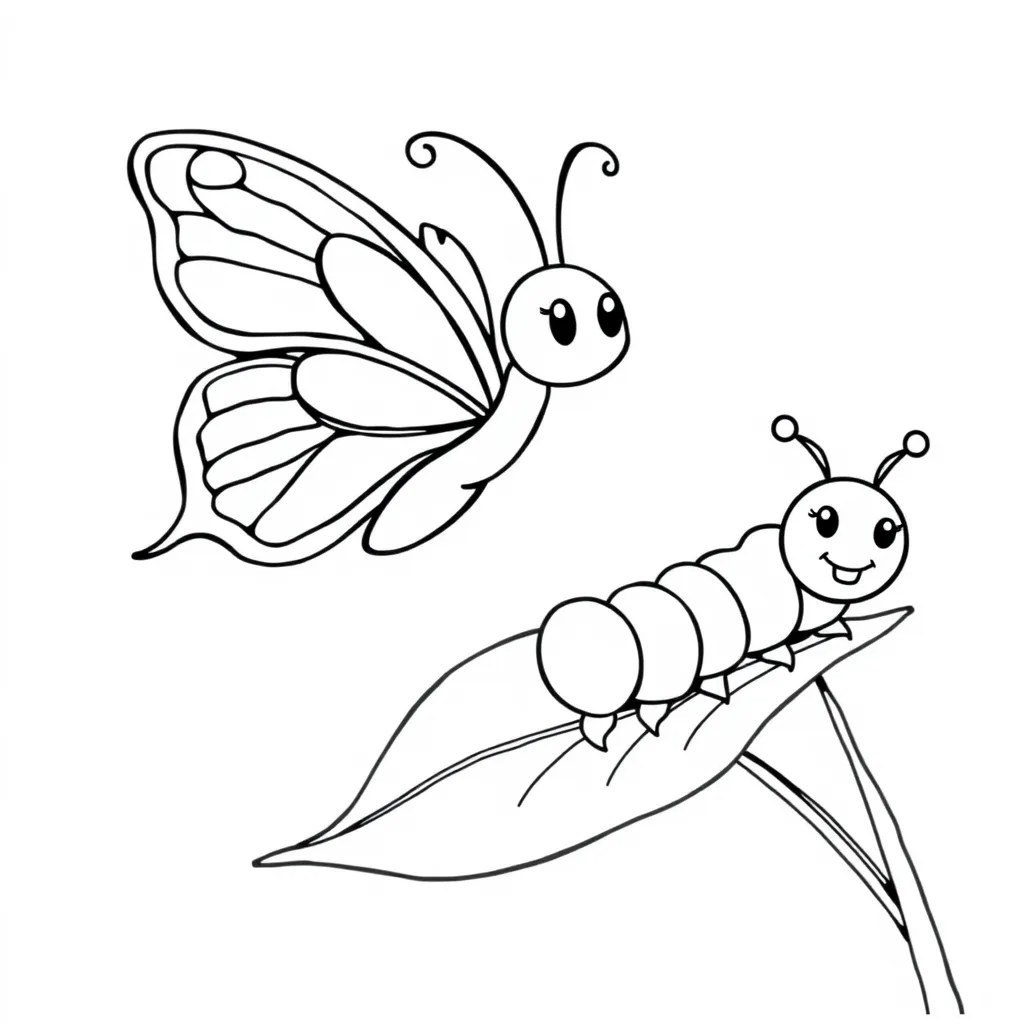 Butterfly and Caterpillar Best Friends