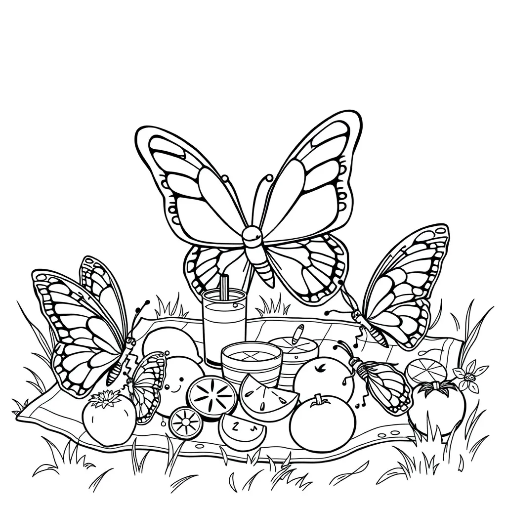 Butterfly at a Picnic with Friends