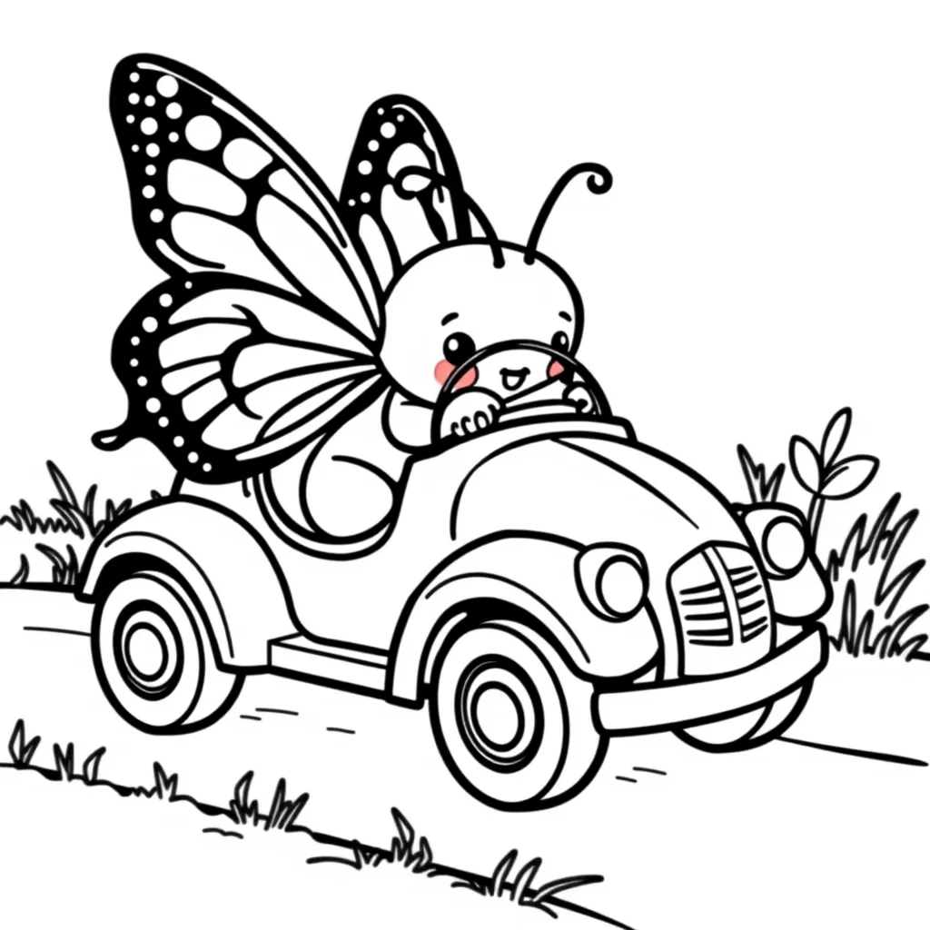Butterfly driving a Toy Car