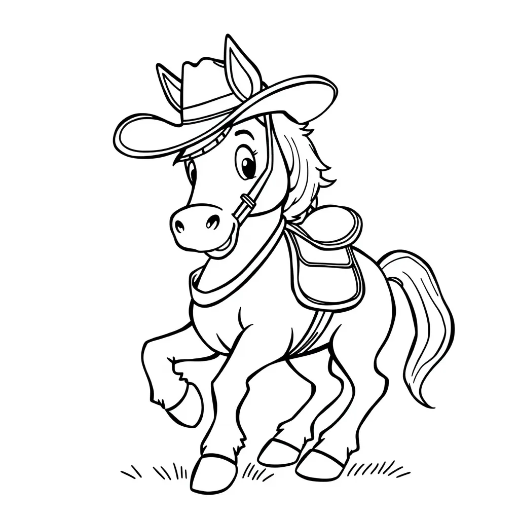 Cowboy Horse with a Hat and Saddle