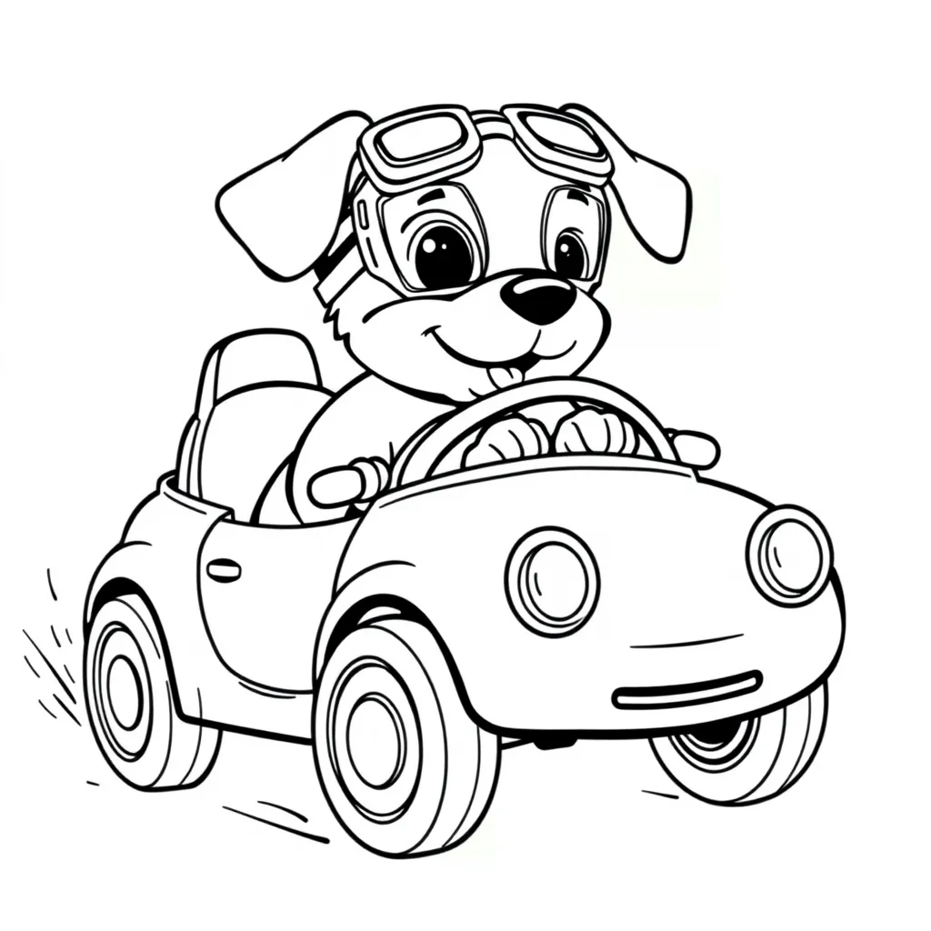 Dog Driving a Toy Car