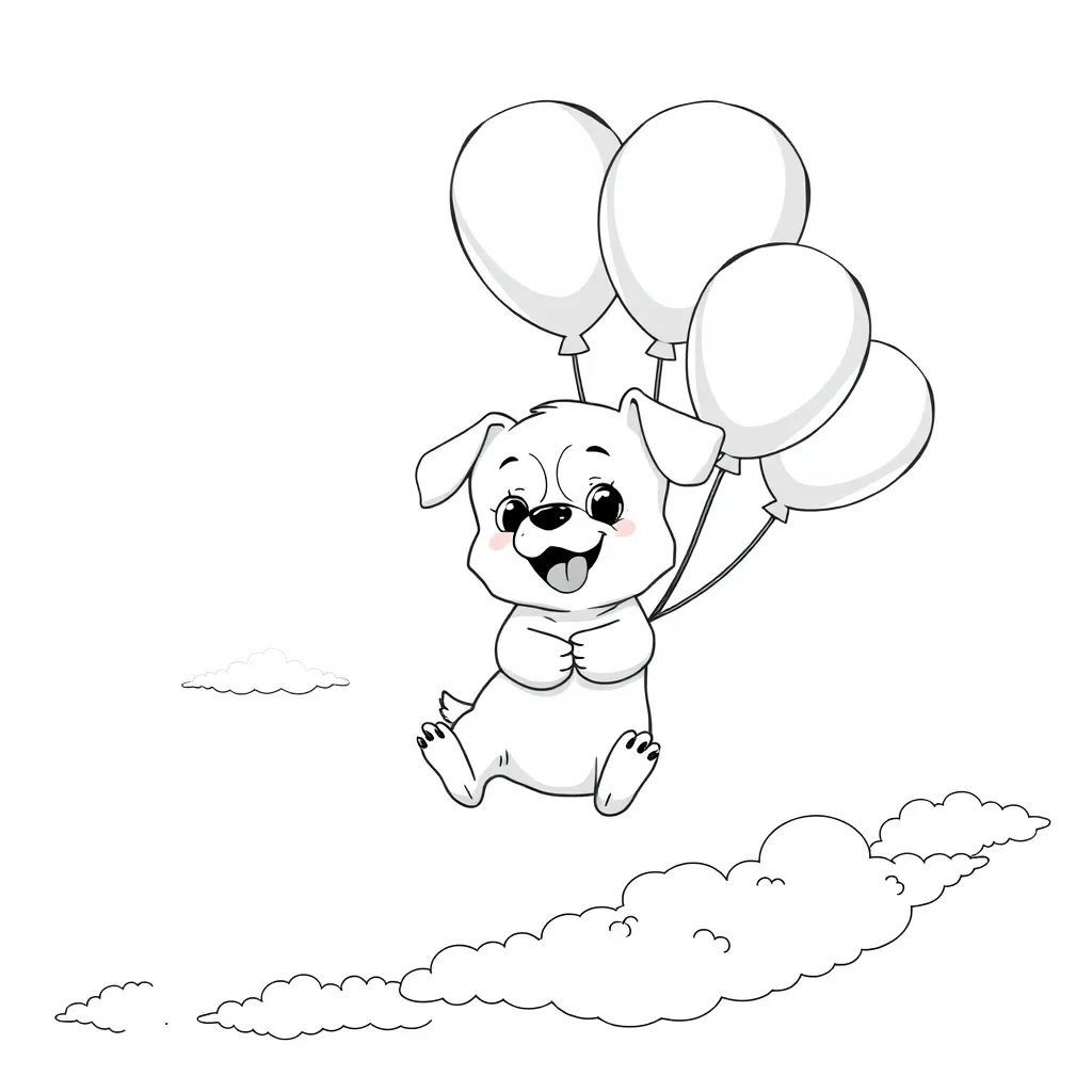 Dog Flying with Balloons