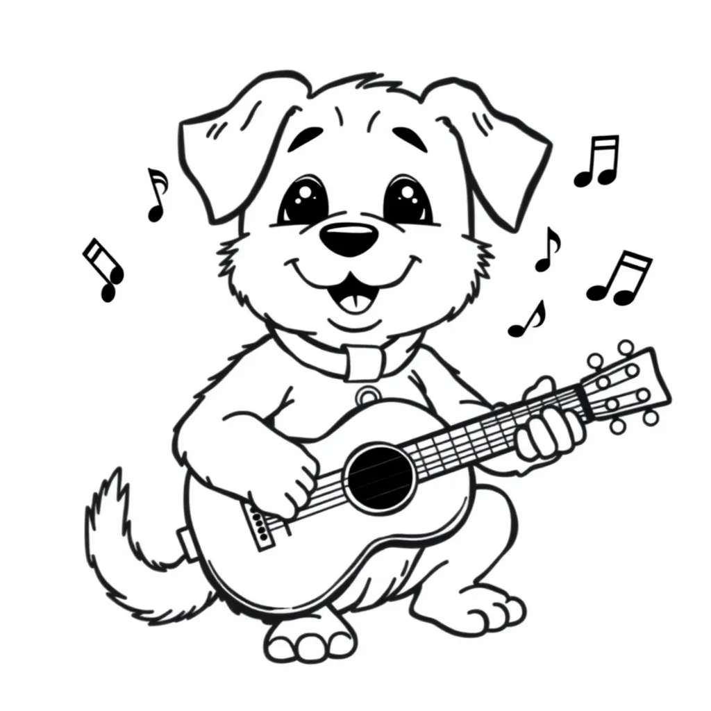 Dog Playing a Guitar