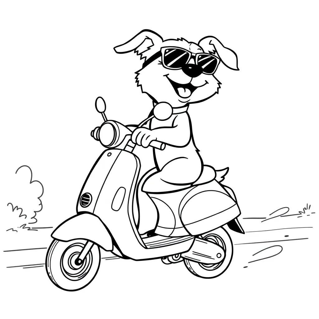 Dog Riding a Scooter