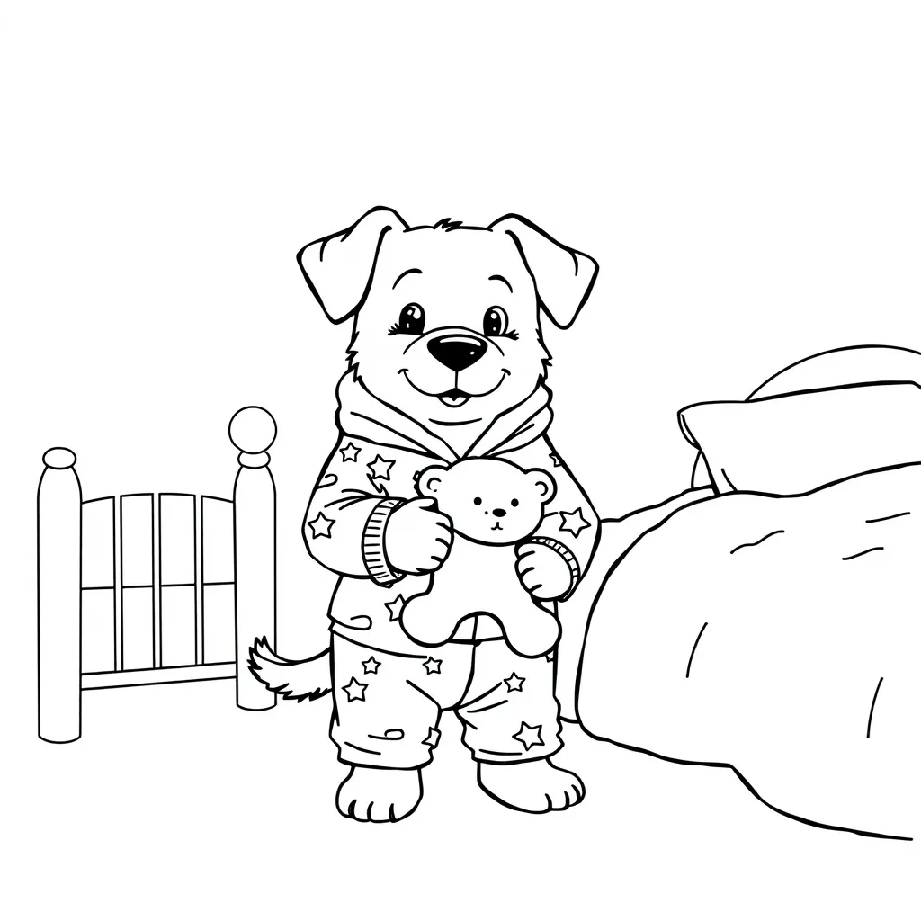 Dog in Pajamas Ready for Bed