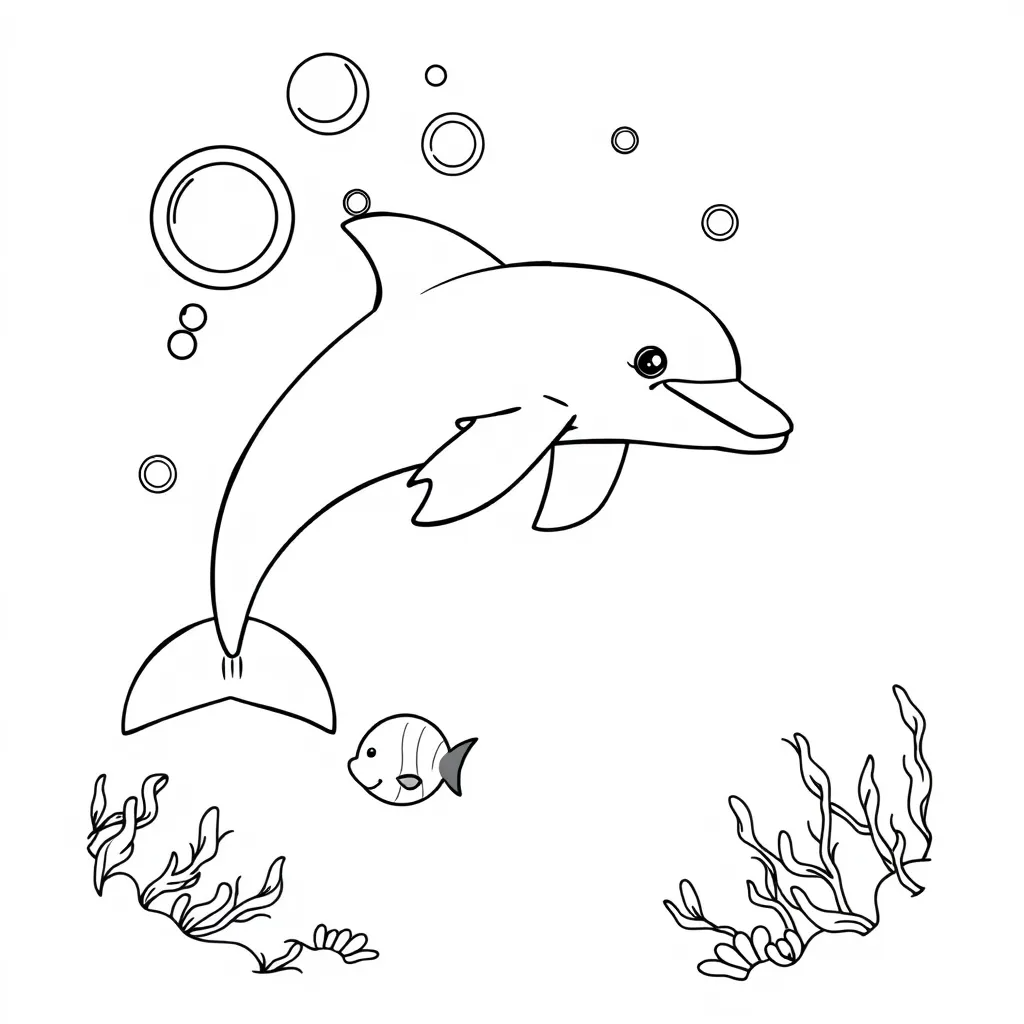 Dolphin Blowing Bubbles in the Sea