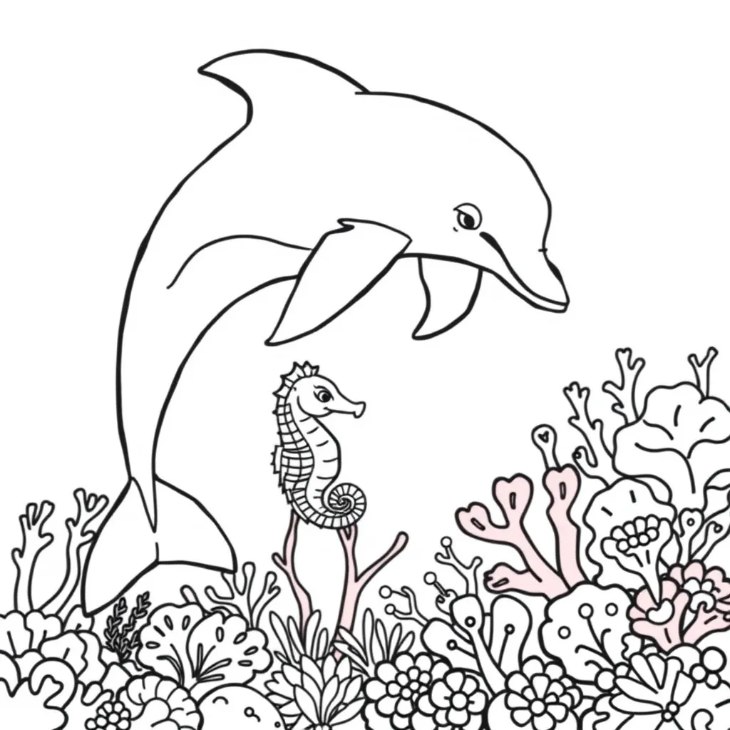 Dolphin Making Friends with a Seahorse