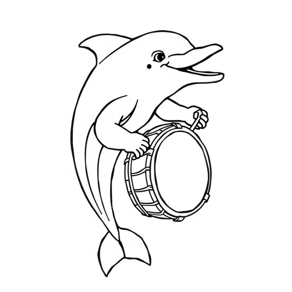 Dolphin Playing a Drum in an Ocean Band