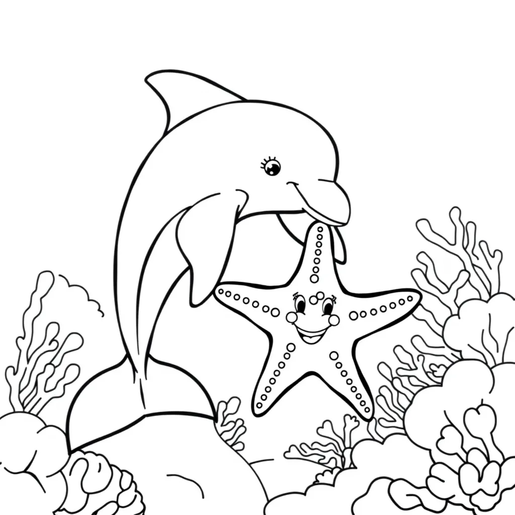 Dolphin Playing with a Starfish Friend