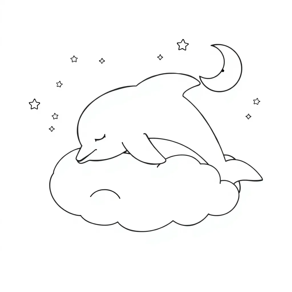 Dolphin Sleeping on a Cloud in the Sky