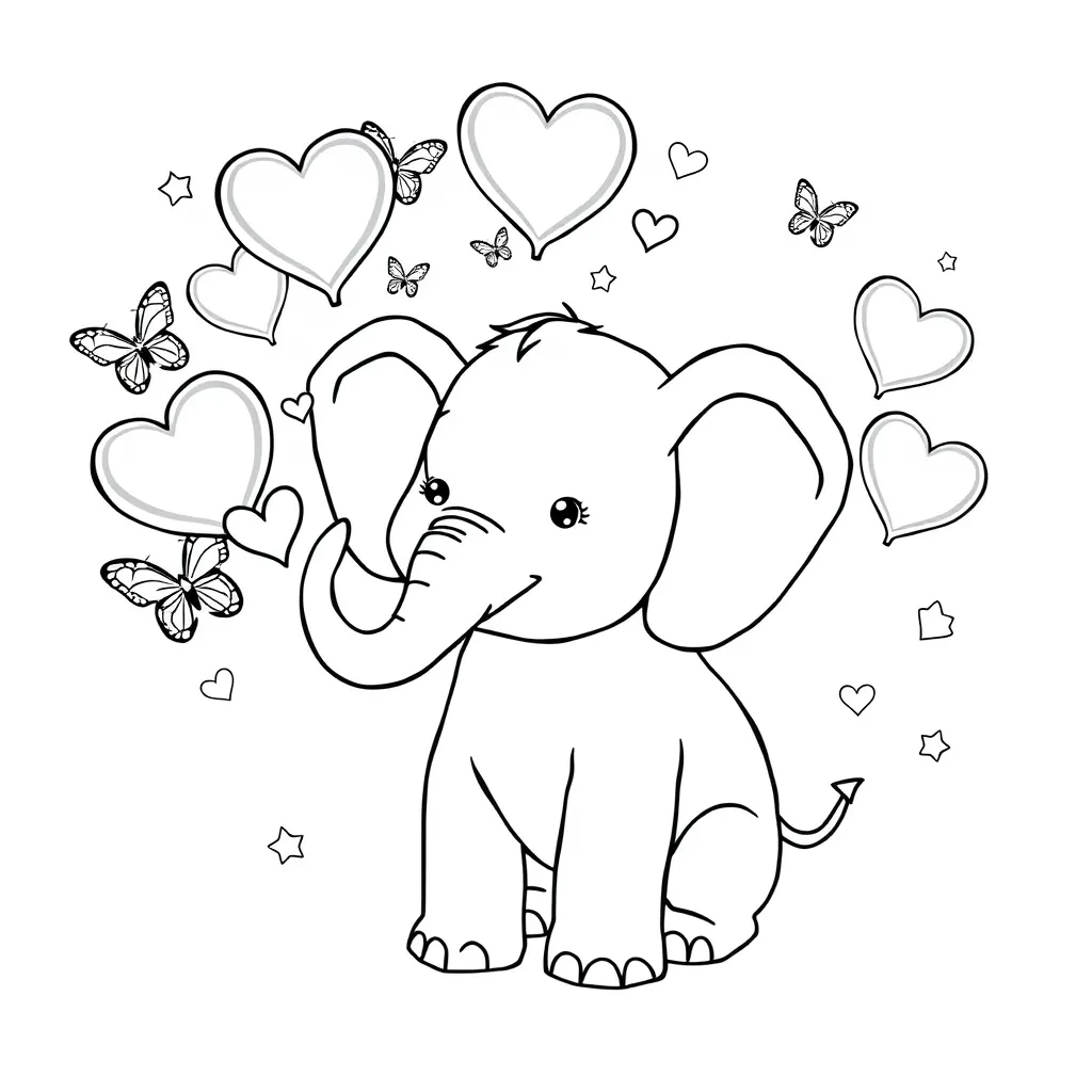 Elephant Blowing Heart-Shaped Bubbles