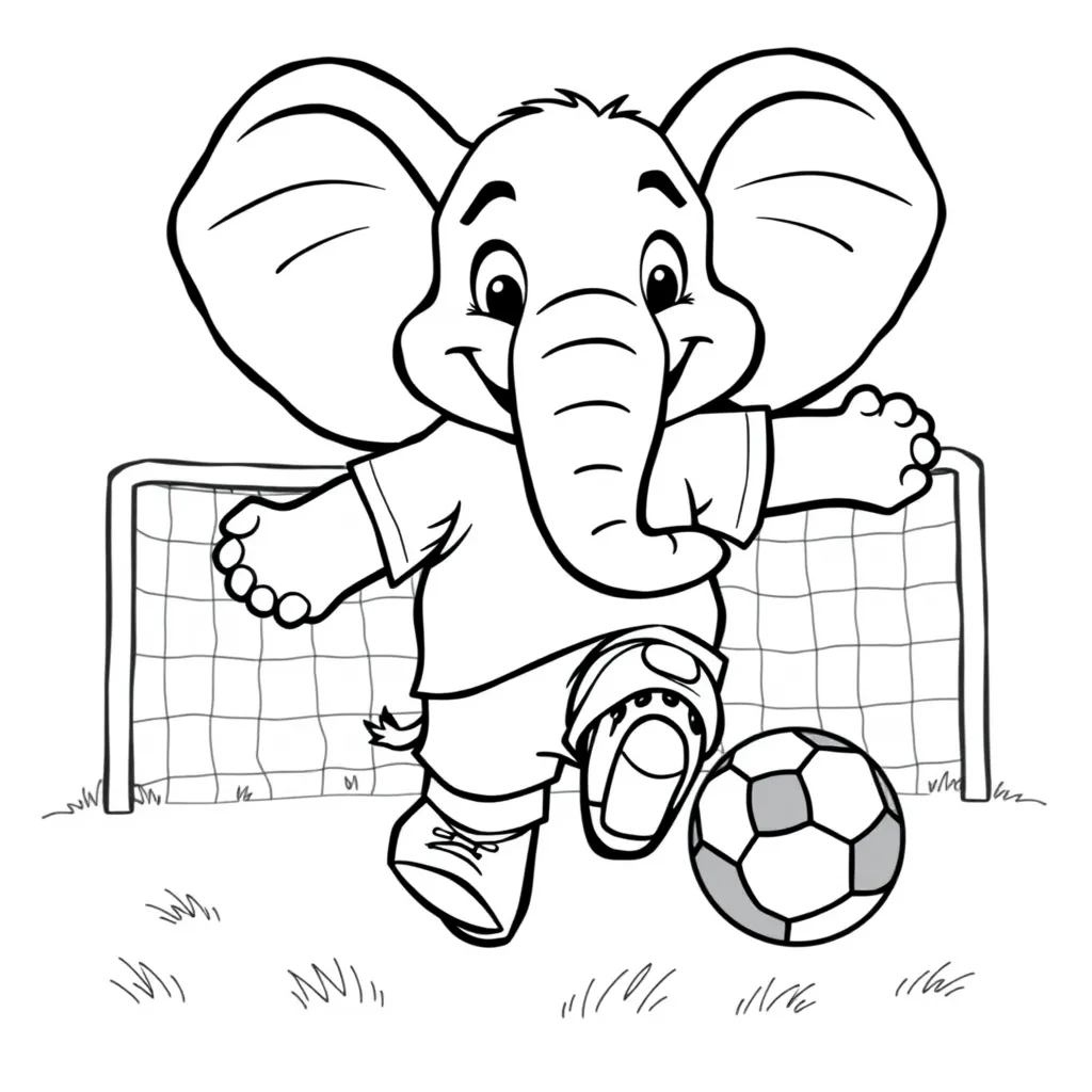Elephant Playing Soccer with a Ball