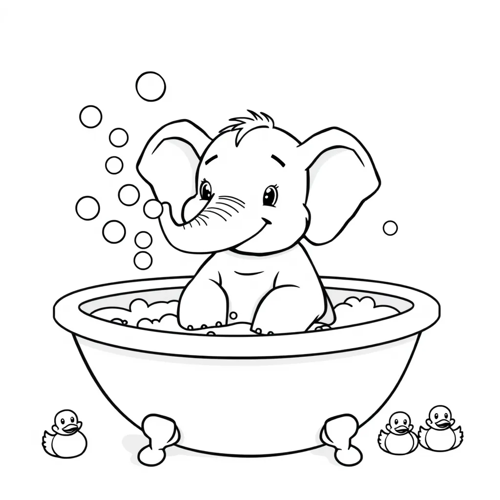 Elephant Taking a Bubble Bath