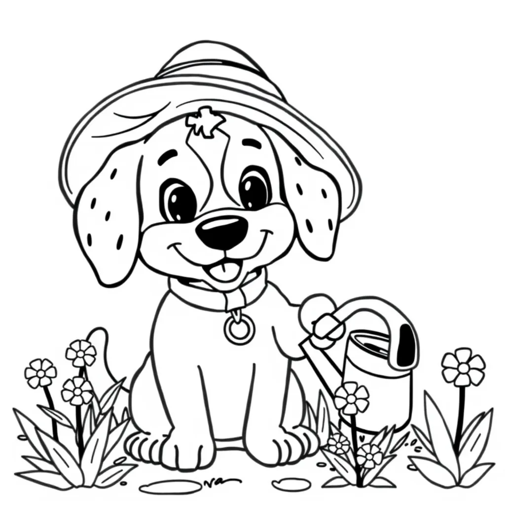 Gardener Dog with a Watering Can