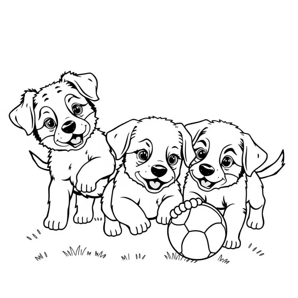 Group of Playful Puppies