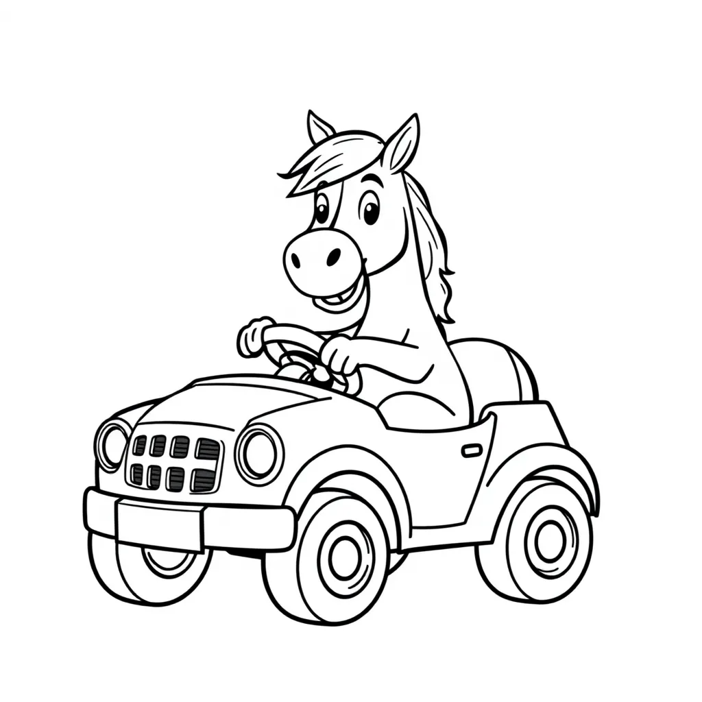 Horse Driving a Toy Car