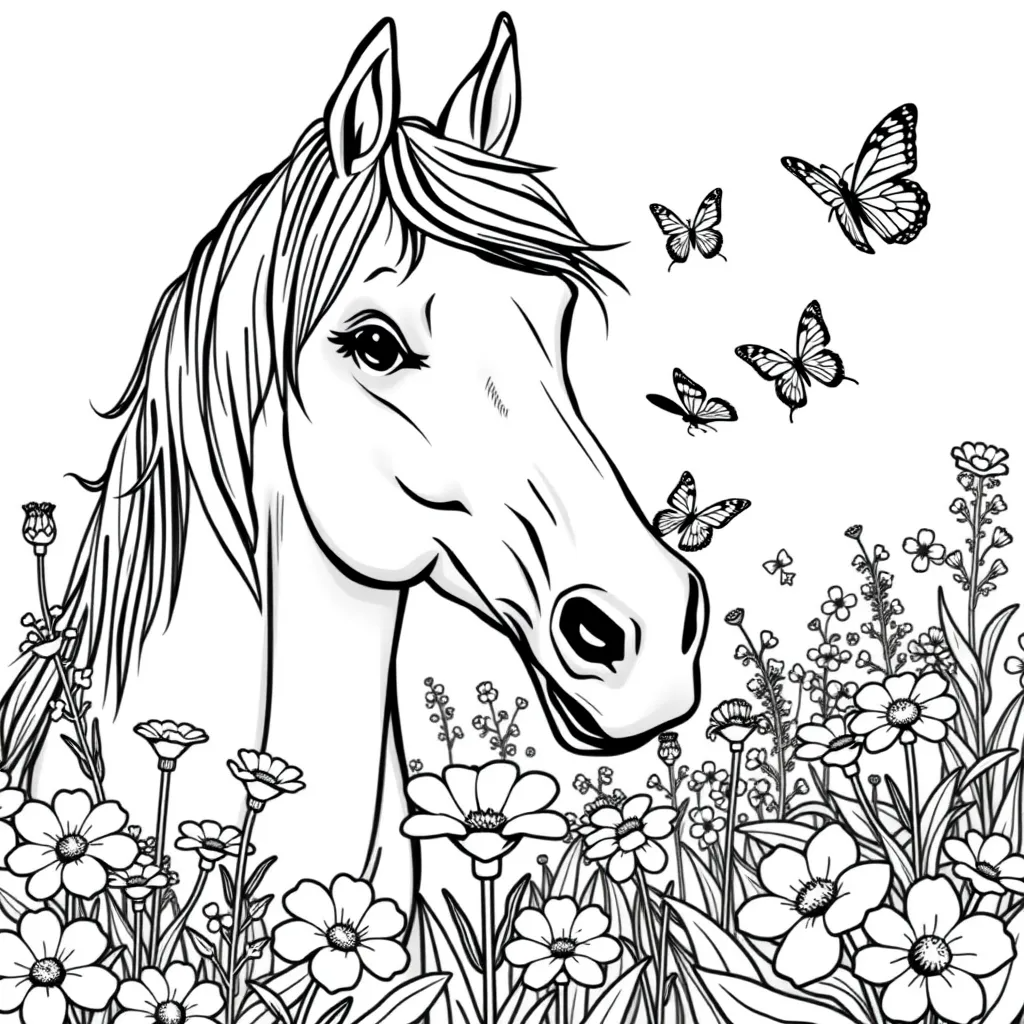 Horse Playing with Butterflies