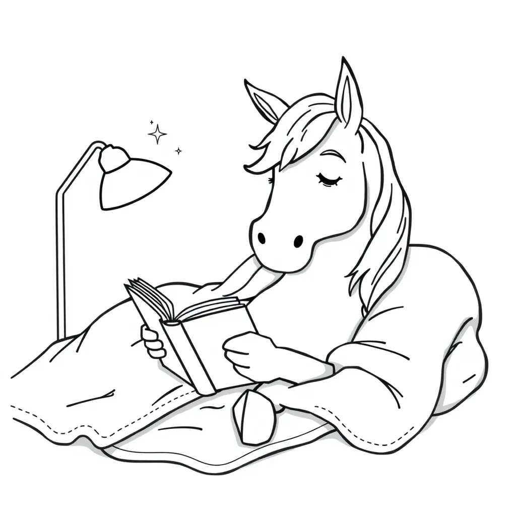 Horse Reading a Bedtime Story