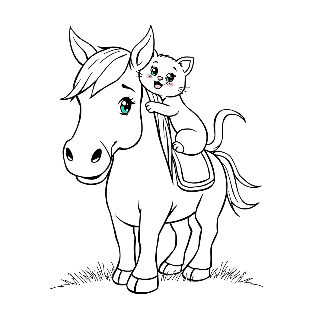Horse and Cat Best Friends
