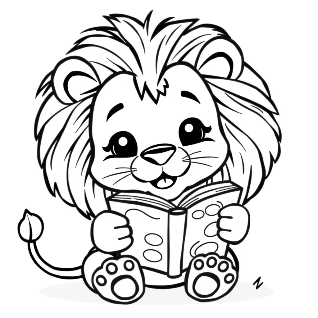 Lion Reading a Storybook