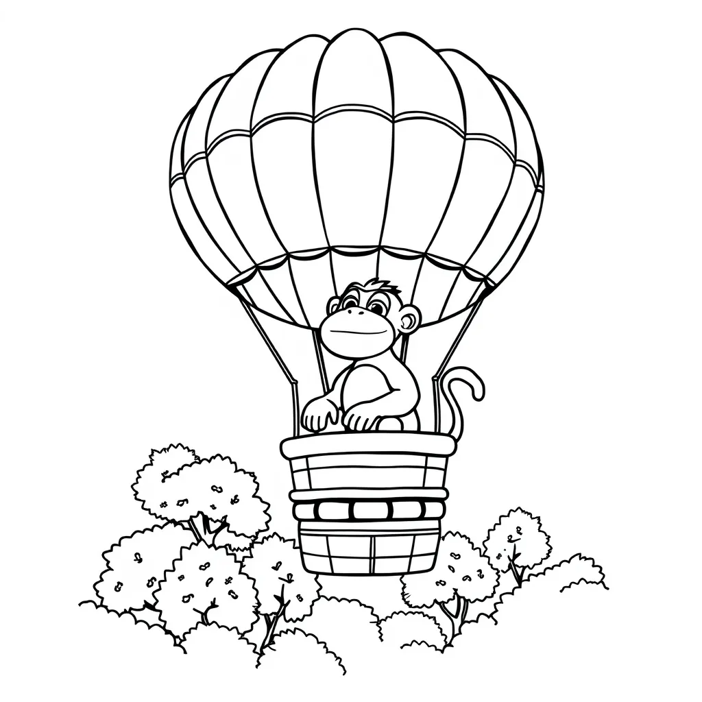 Monkey Floating in a Hot Air Balloon