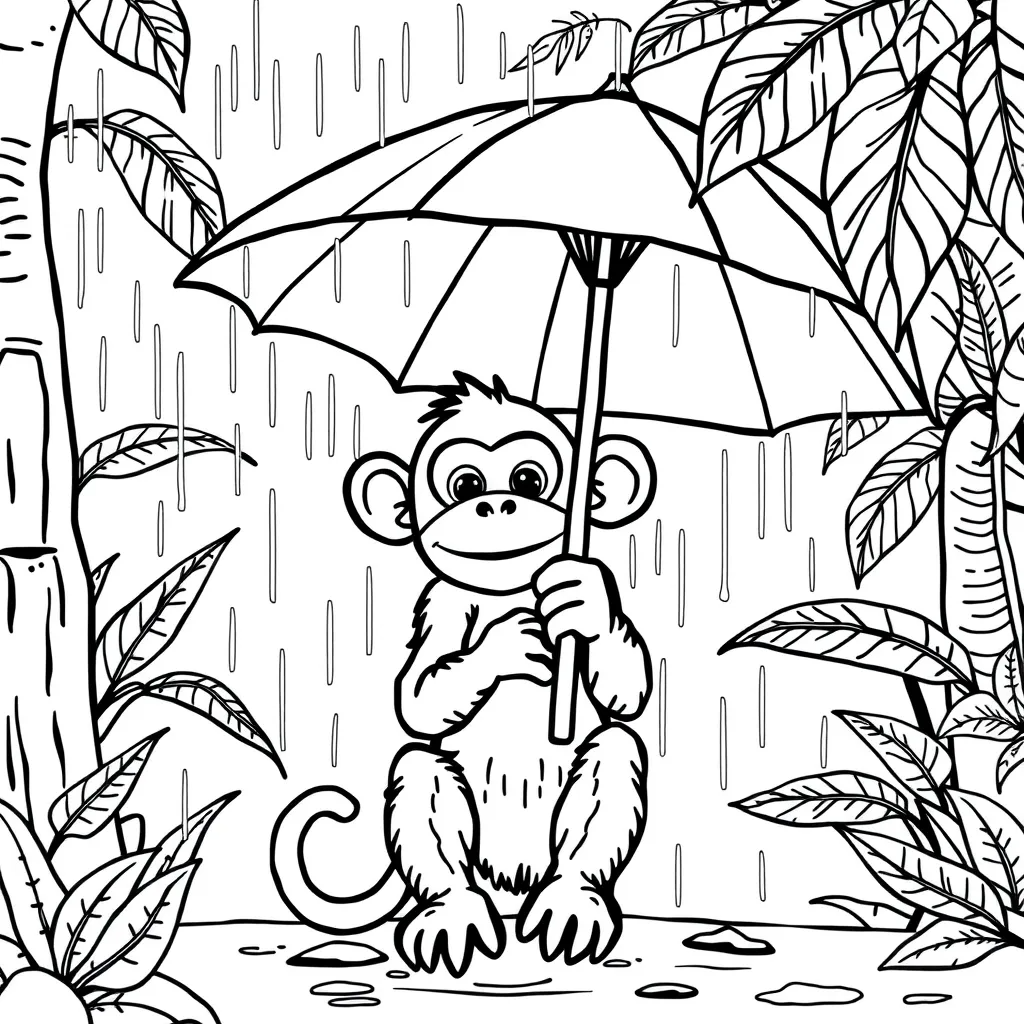 Monkey Holding an Umbrella