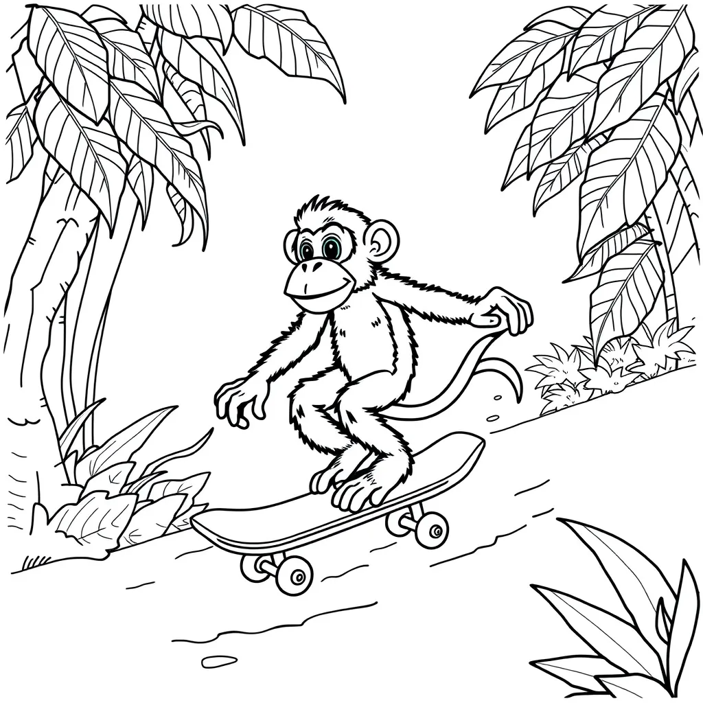 Monkey Skating on a Skateboard