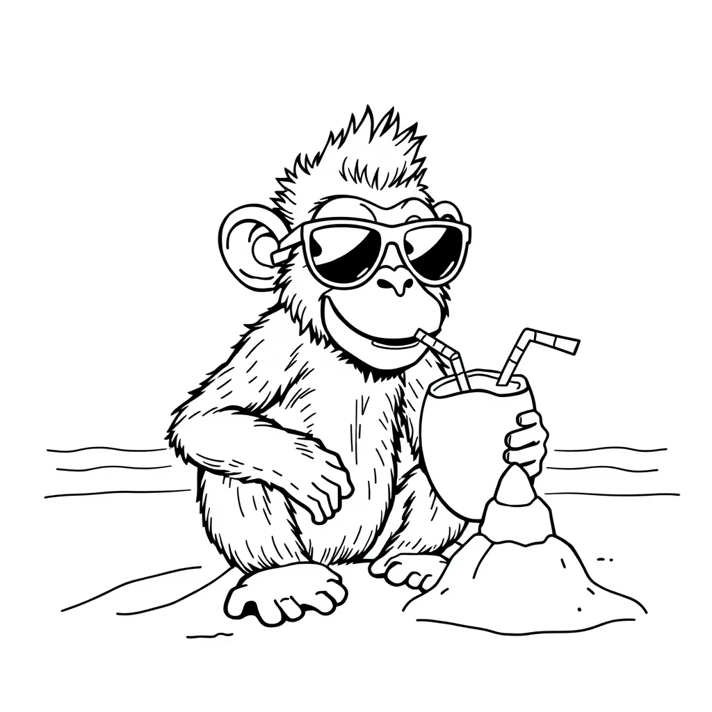 Monkey Wearing Sunglasses at the Beach