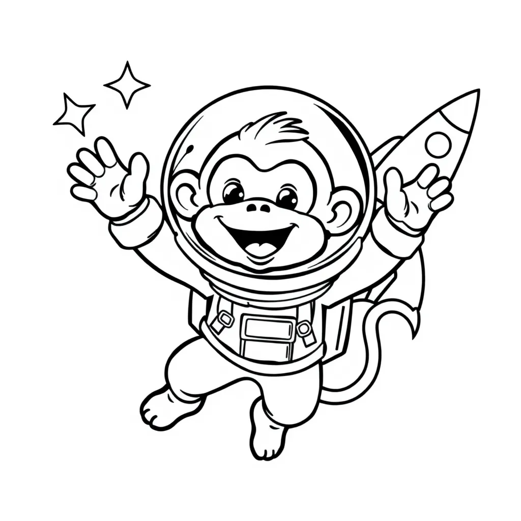 Monkey in a Spacesuit Floating in Space