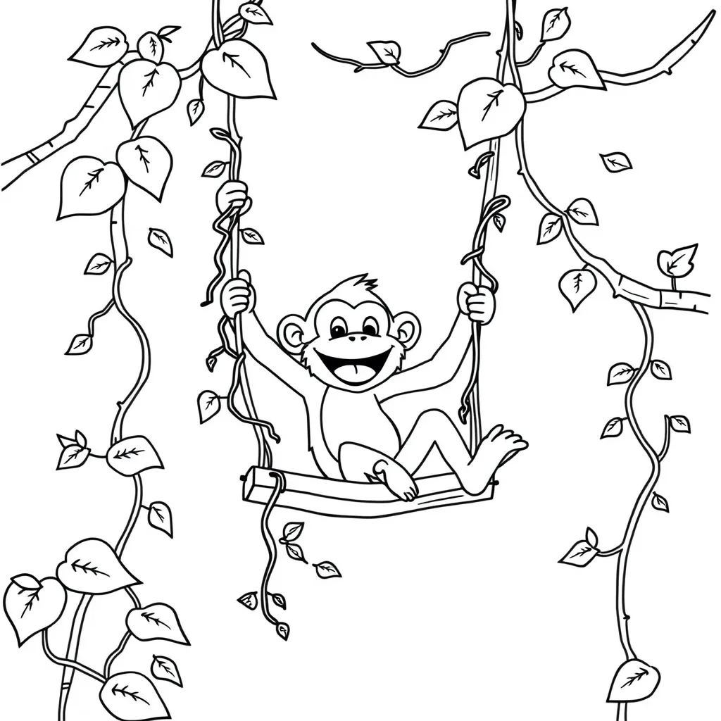 Monkey on a Swing Made of Vines