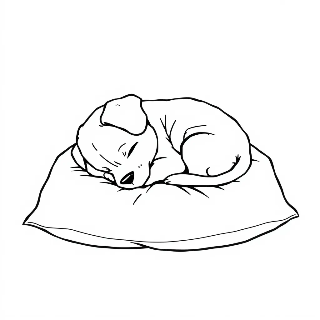Sleepy Puppy on a Pillow