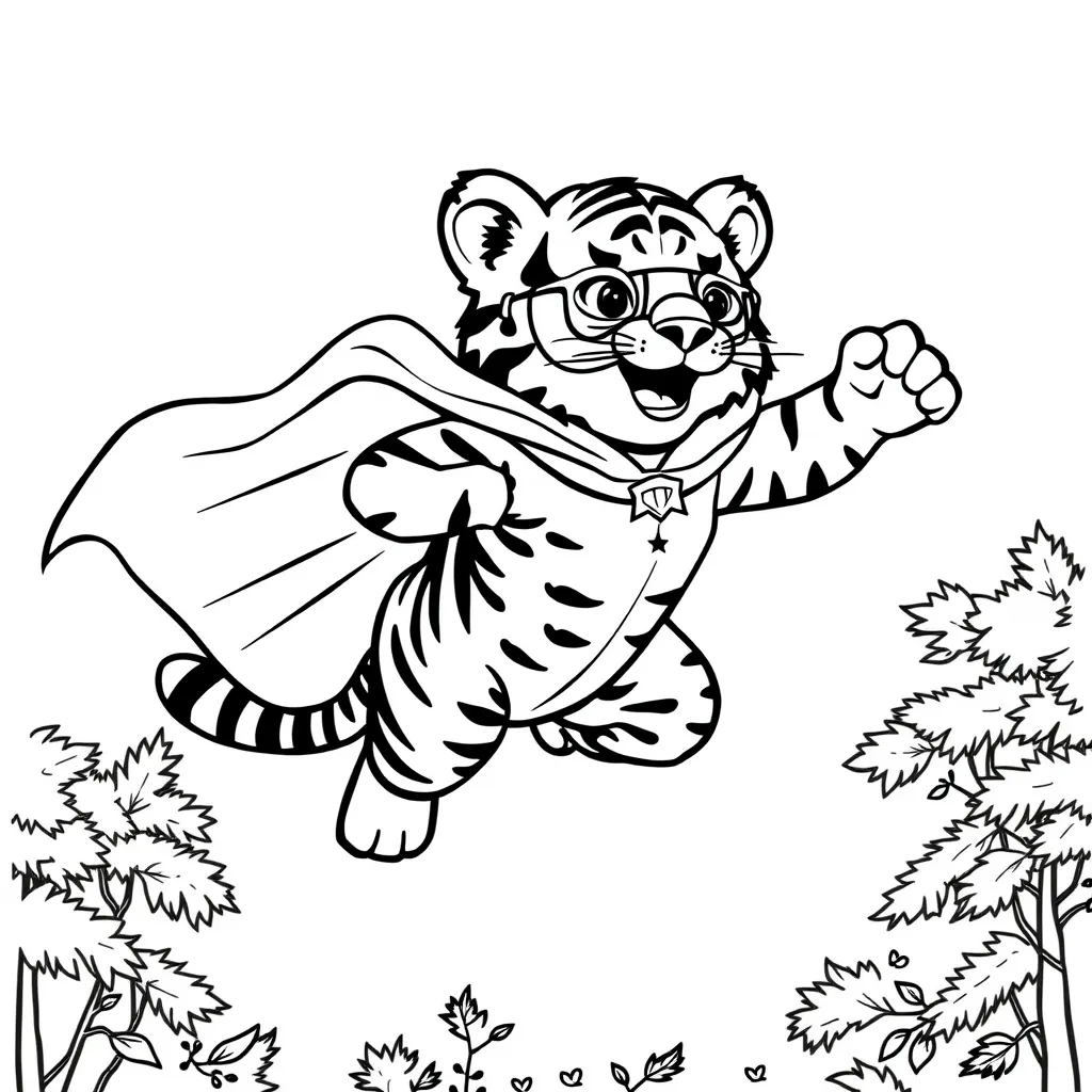 Tiger Dressed as a Superhero with a Cape