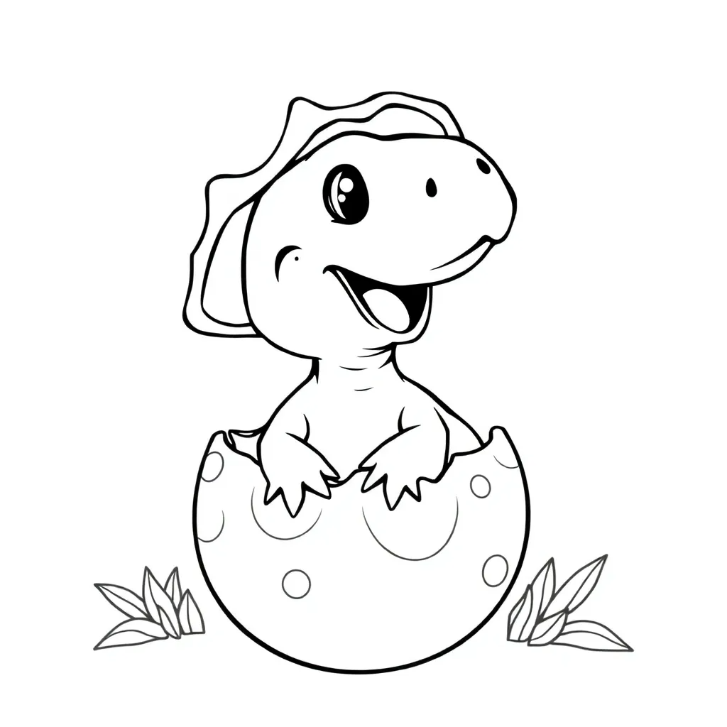 Baby Dinosaur Hatching from a Colorful Egg
