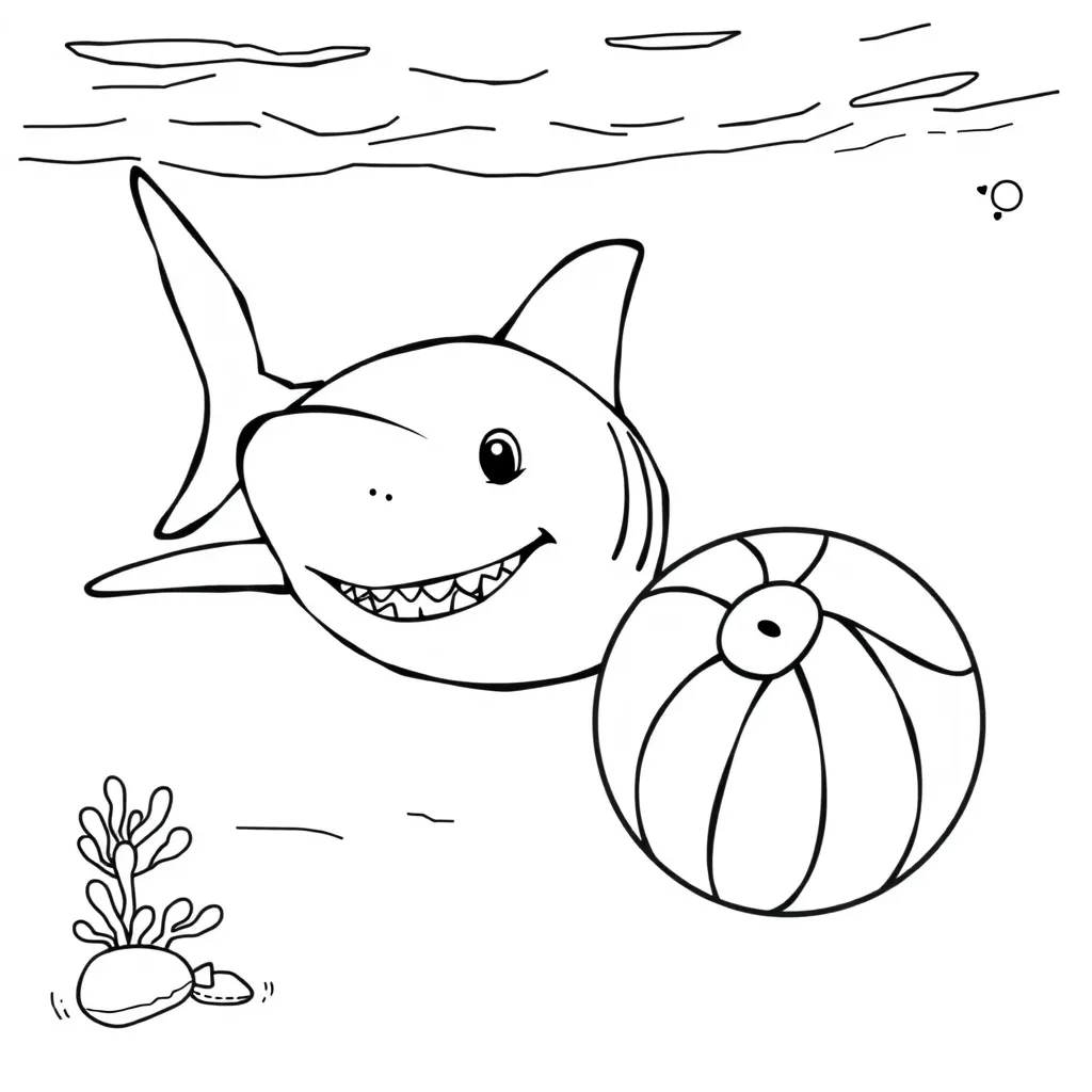 Baby Shark Playing with a Beach Ball Underwater