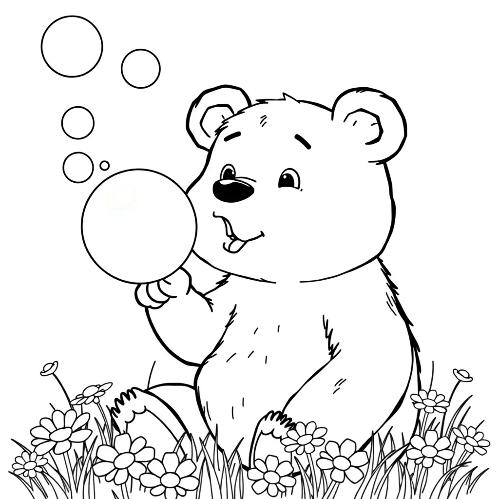 Bear Blowing Bubbles in the Sunshine