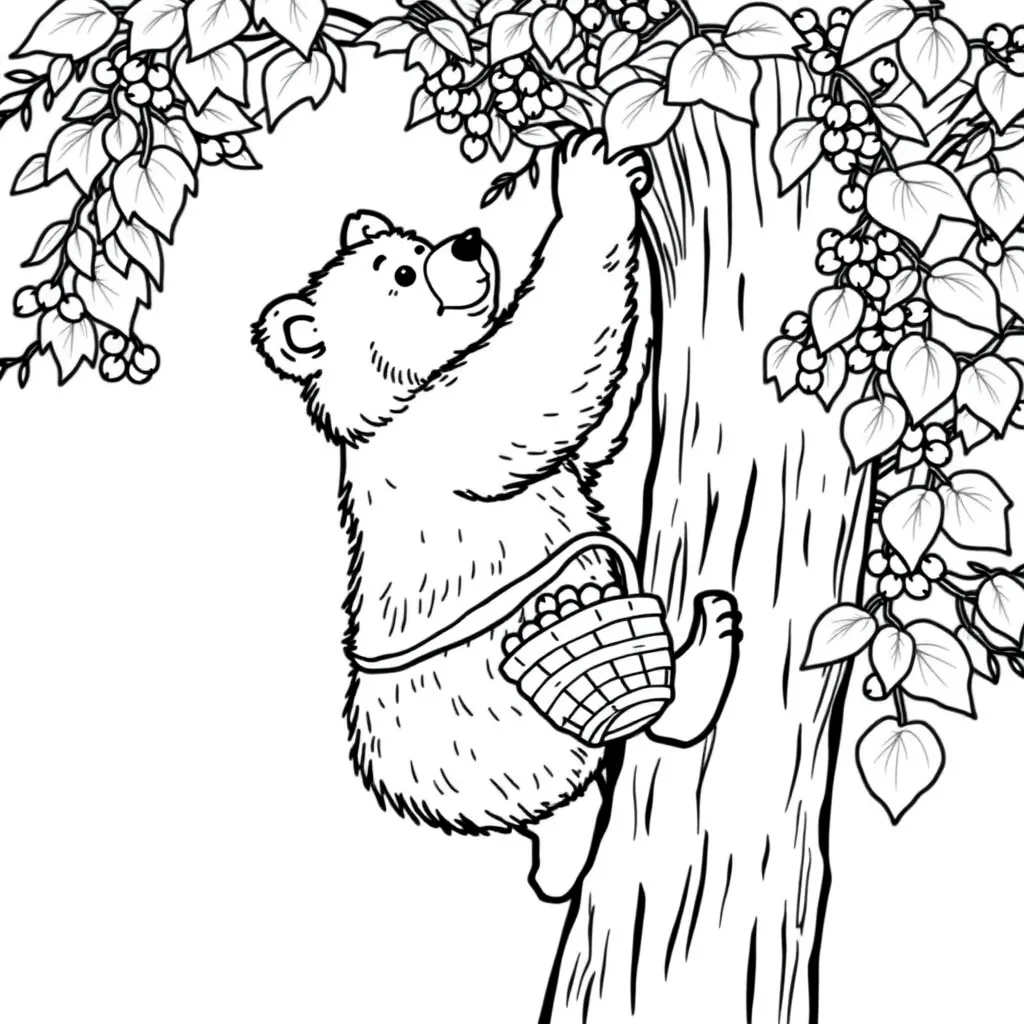 Bear Climbing a Tree to Pick Berries