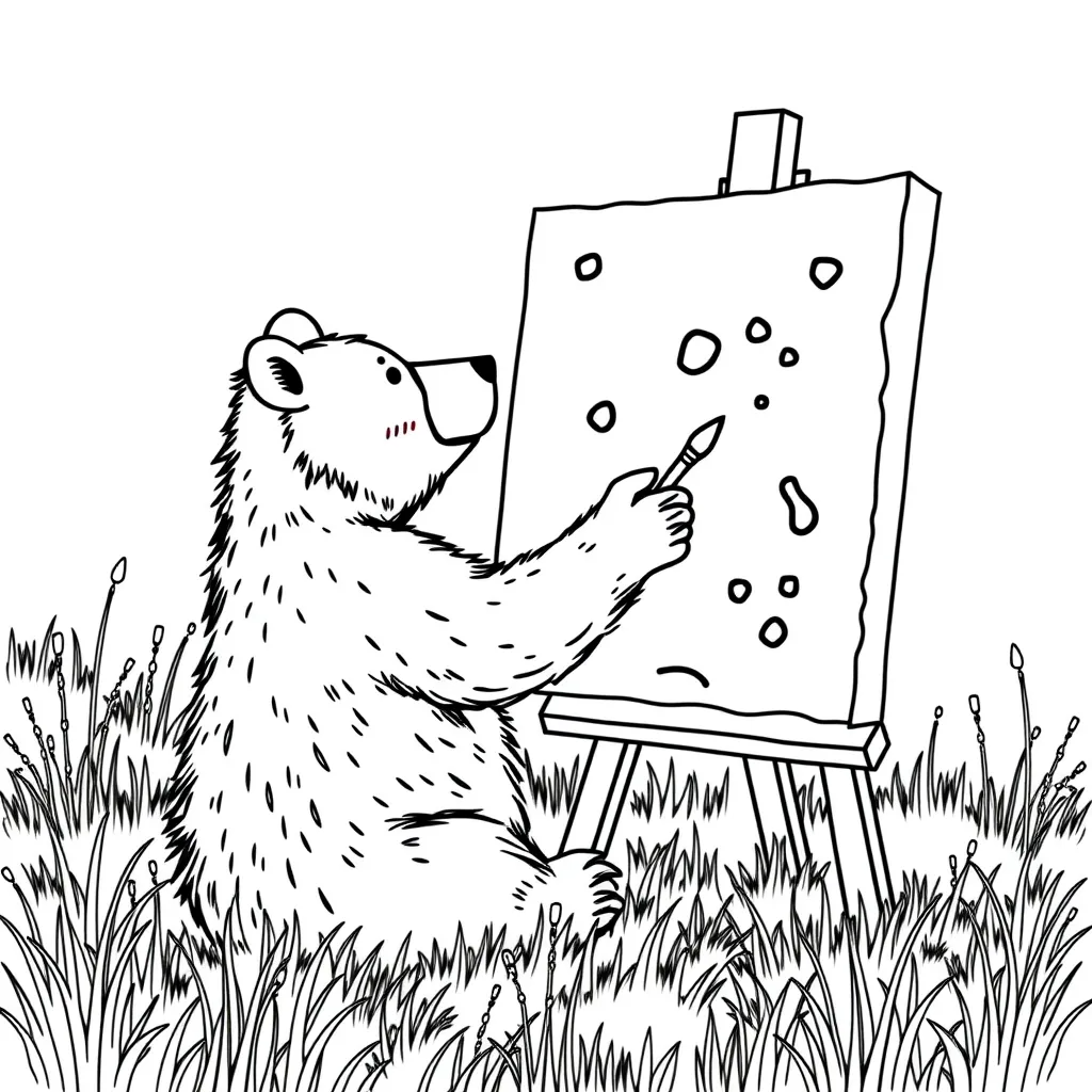 Bear Painting a Picture on a Giant Canvas