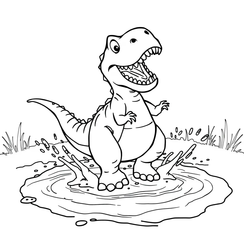 Dinosaur Splashing in a Muddy Puddle