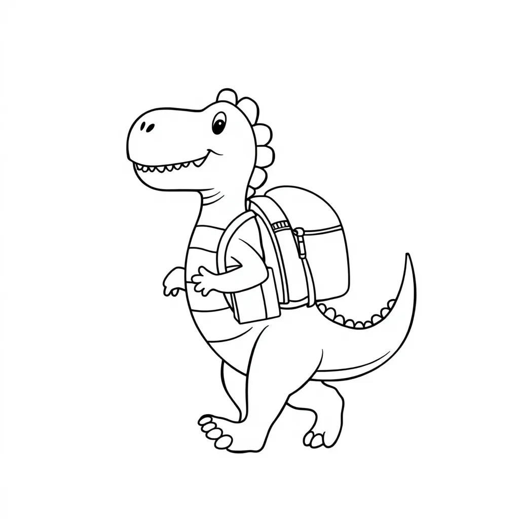 Dinosaur going to school with backpack