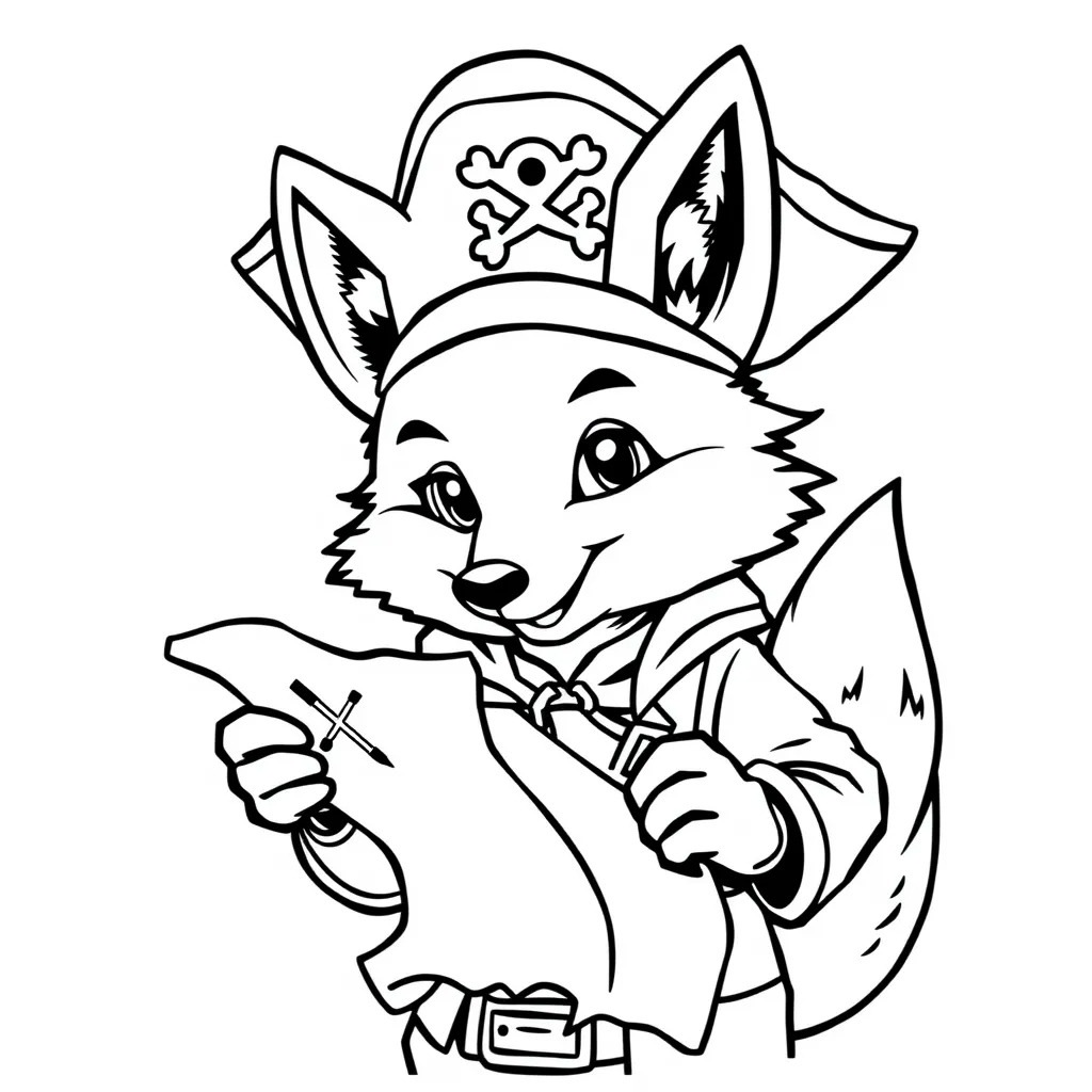 Fox Dressed as a Pirate on a Treasure Hunt