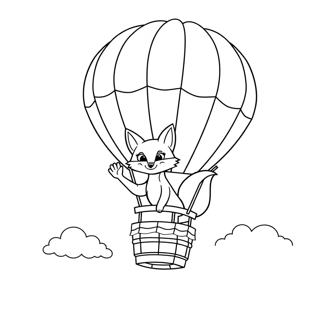 Fox Flying in a Hot Air Balloon