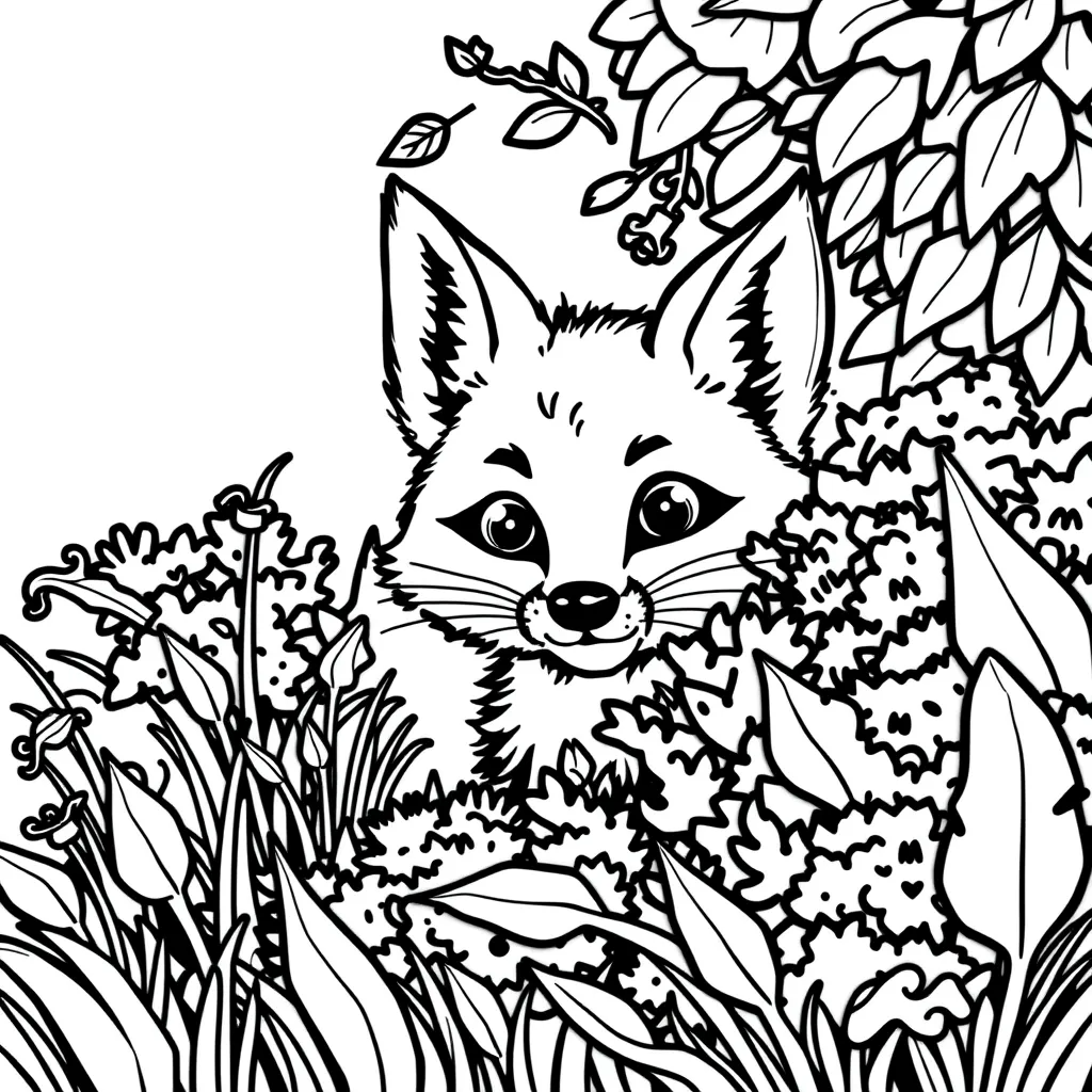 Fox Playing Hide-and-Seek Behind a Bush