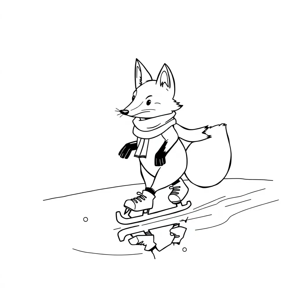 Fox Skating on a Frozen Pond