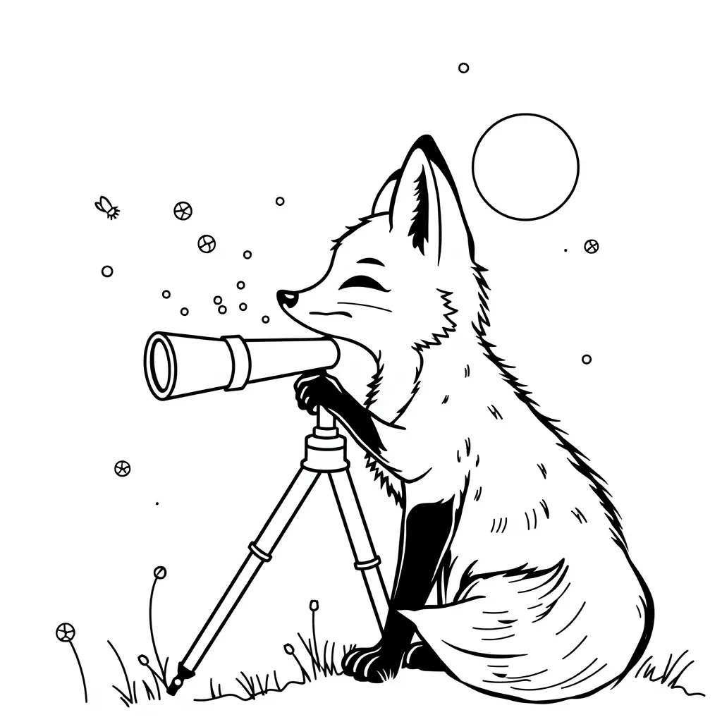 Fox Stargazing with a Telescope